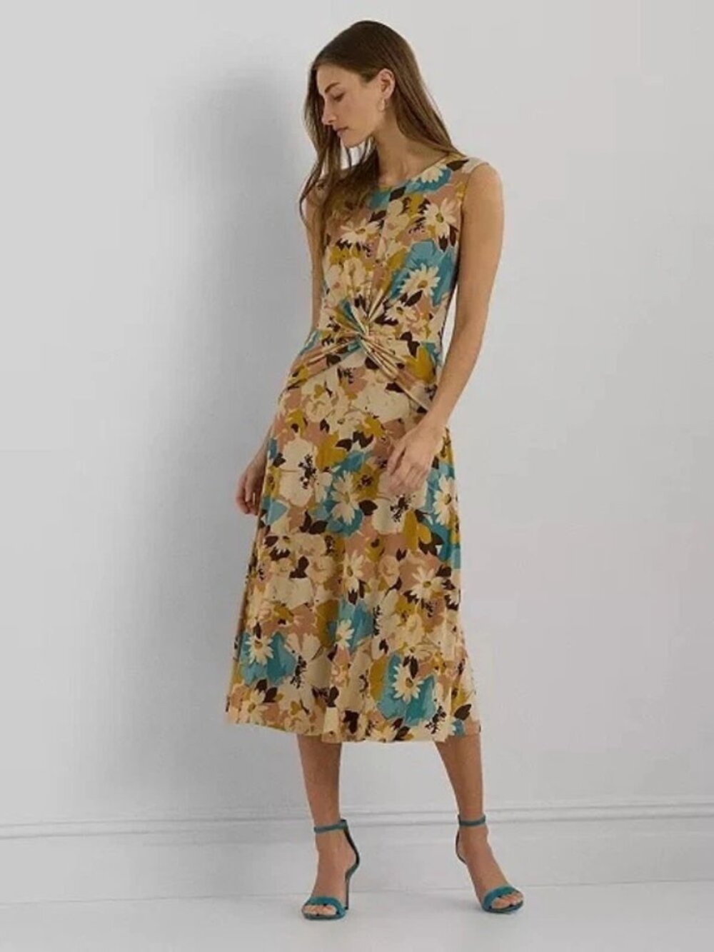 Lauren Ralph Lauren Tessanne Pleated Twist Jersey Dress NWT